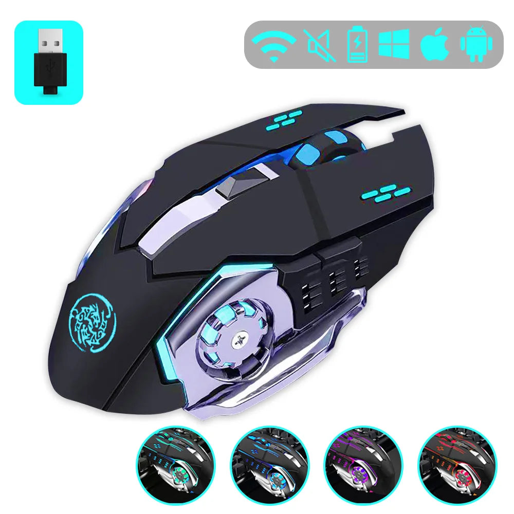 Gaming-Maus, 2,4 G Bluetooth, kabellose, wiederaufladbare Maus für Laptop, RGB-Hintergrundbeleuchtung, mechanische E-Sport-Maus für PC-Computer-Gamer