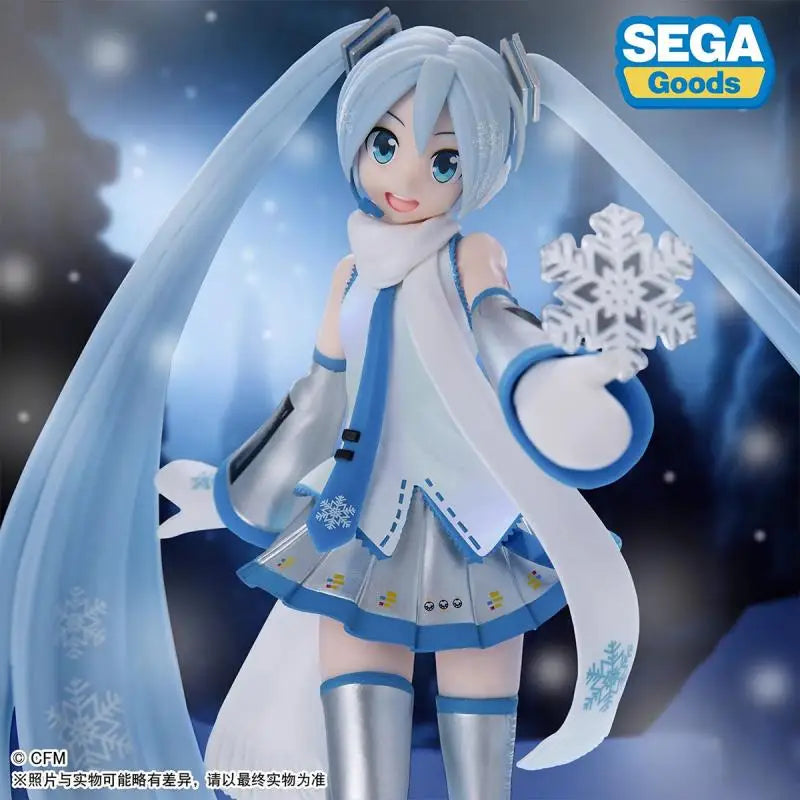 22cm Genuine SEGA Luminasta Hatsune Miku Snow Miku Sky Town Anime Action Figure Model Toys Gift for Birthday