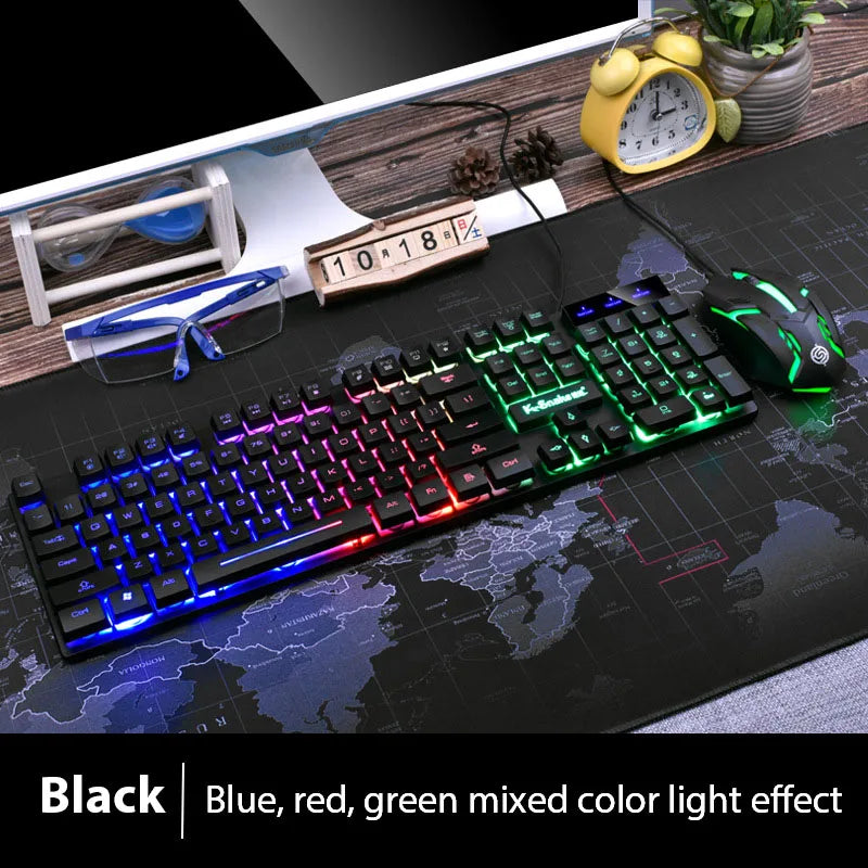 KM320 Tastatur und Maus Set Wasserdichte leuchtende Spieltastatur mit Hintergrundbeleuchtung