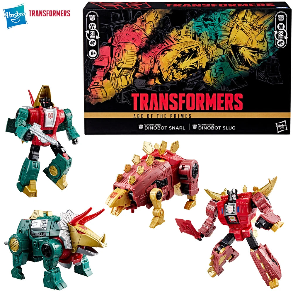 [In-Stock] Hasbro Transformers Age of the Primes G2 Universe Dinobot Slug and Snarl 2-Pack-Set 21.5cm Leader Class Figure Toys