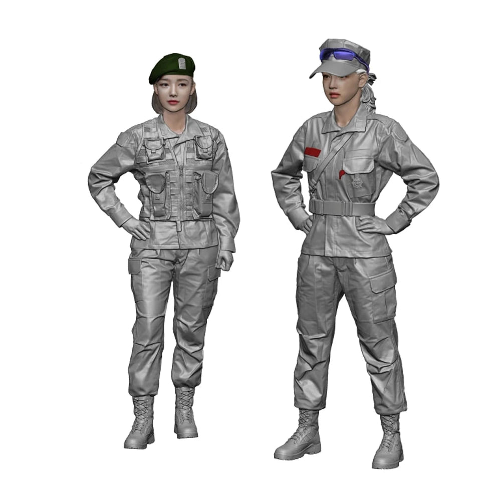 1/35 ROKA female soldier set, Resin Model figure soldier, Military themes, Unassembled and unpainted kit
