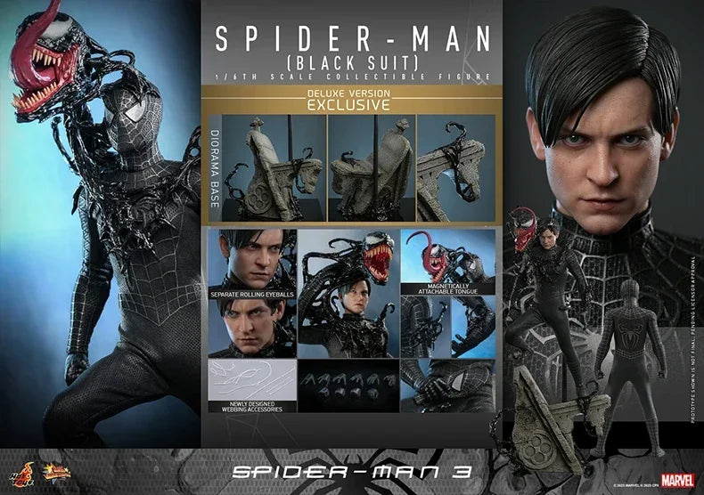 HotToys HT 1/6 MMS727 MMS728 SpiderMan Action Figure Speical Version Black Suit Movable 12 Full Tobey Collection Model Toy Gifts