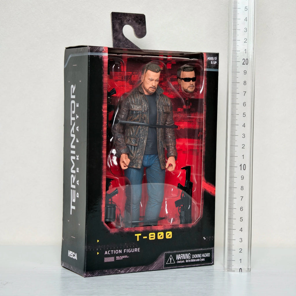 NECA Terminator Dark Fate T-800 Arnold Schwarzenegger Action Figure With Exchangeable Head & Multiple Guns Weapons Toy Gift