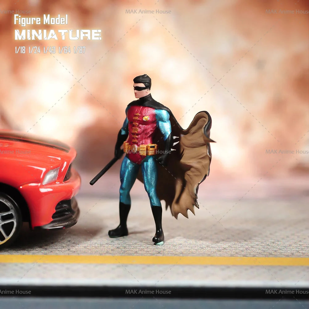 Miniatures 1/18 1/24 1/64 1/43 1/87 Sunglasses Cloak Male Hero Comic Figure Doll Unpainted Model Home Decoration Scene Car Toys