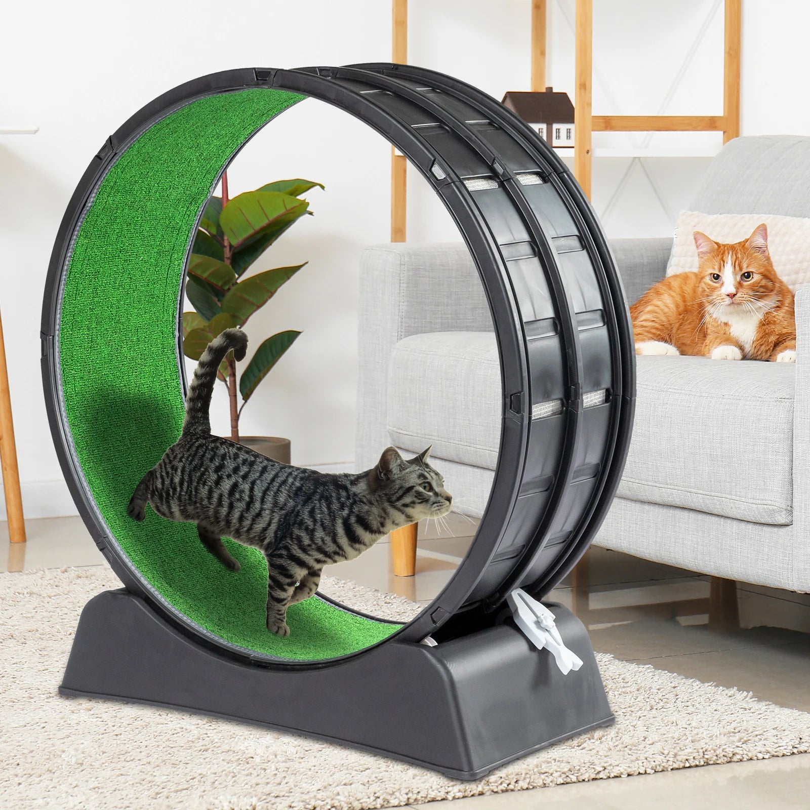 39-inch Indoor Cat Exercise Wheel Treadmill Cat Wheel Exerciser With Carpeted Runway