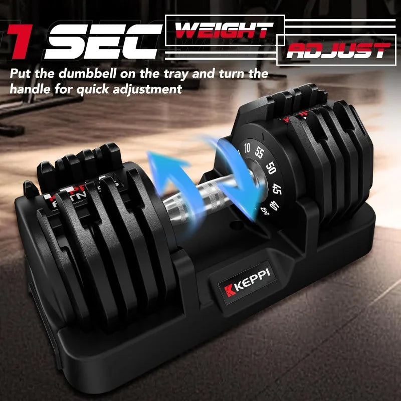 Keppi Adjustable Dumbbells Set, 25lb/55lb Dumbbells with Anti-Slip Metal Handle for Exercise & Fitness Fast Adjust Weight