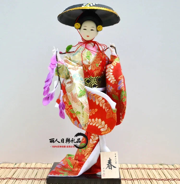 12inch Japanese Geisha Doll Statuette Sitting Figurine Japanese Kimono Kokeshi Kabuki Geisha Handicraft Ornament Birthday Gift