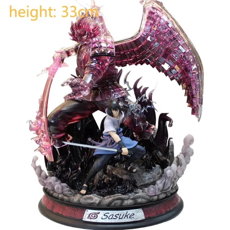 Gk Naruto Shippuden Anime 35 Cm Action Figure - Kurama Chakra Mode With Sasuke Itachi Statue Collection Toy Kyuubi Figma