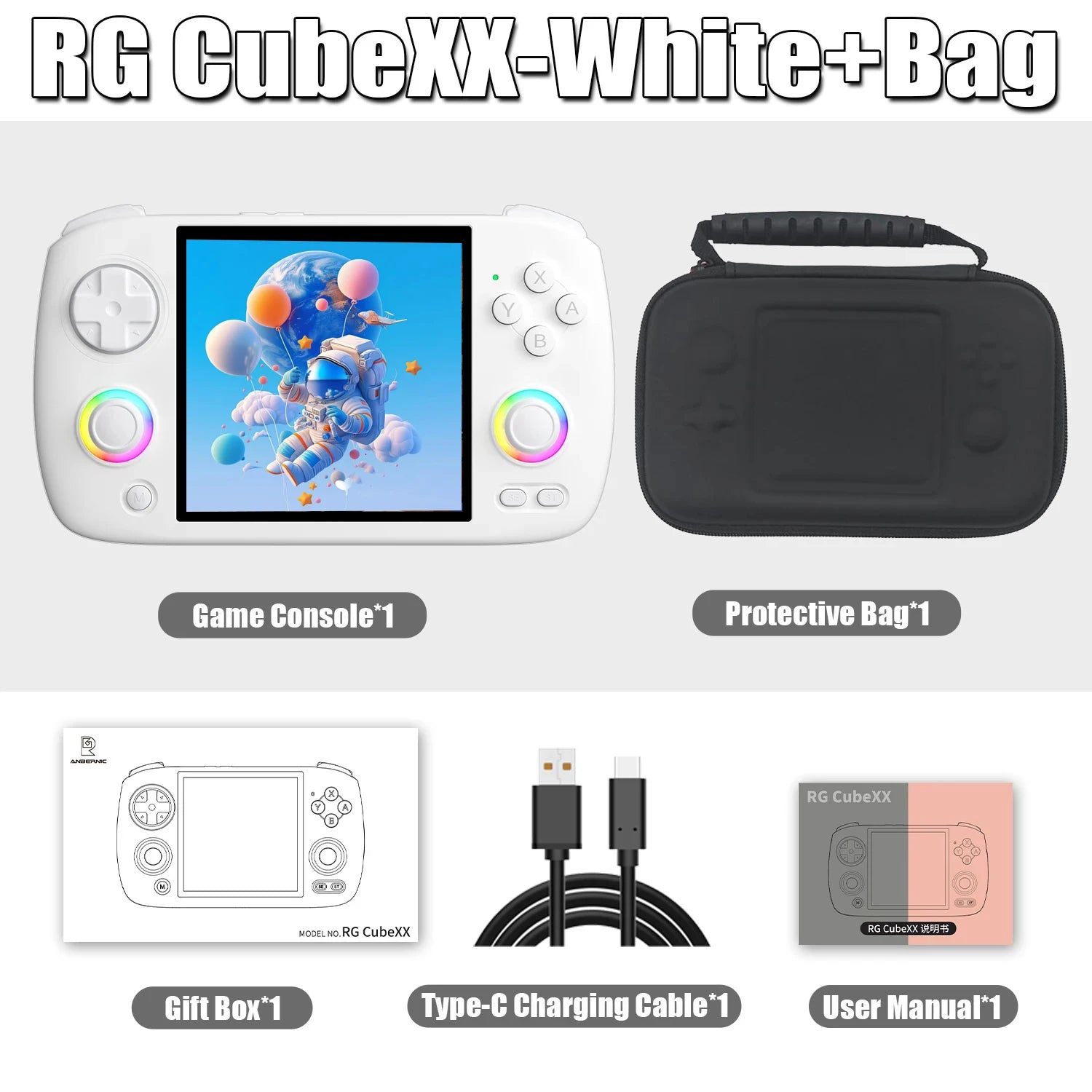 ANBERNIC RG CubeXX portable Handheld Games Console 3.95 Inch IPS Screen Linux System 5G WiFi BT RGB Joystick Lighting PSP game