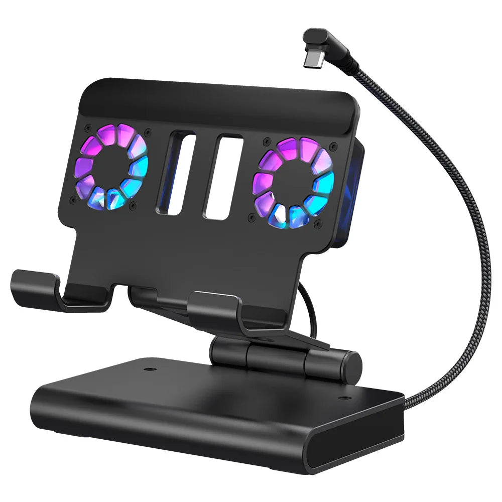 6 In 1 Rgb Dual Fans Docking Station for Rog Ally Steamdeck Game Console Dock Adjustable Height Dock Bracket with Hdmi 4K 60Hz