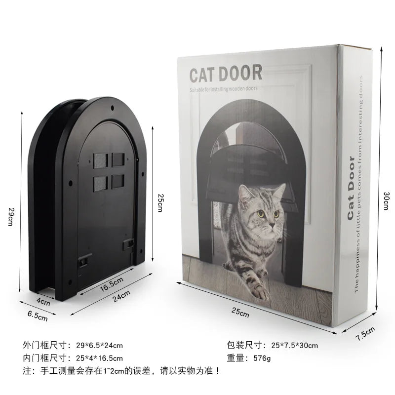 Concise Cat Doors 4 Way Locking Magnetic Kitten Pet Entry And Exit Entrance Gate Safe Cats Flap Door Suitable For Window & Door