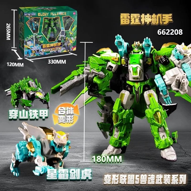 New Glory Alliance 5 Gold Transforming Robot Shapeshifting League Toys The War of Fierce Beasts Combined Deformed Vehicle Figure