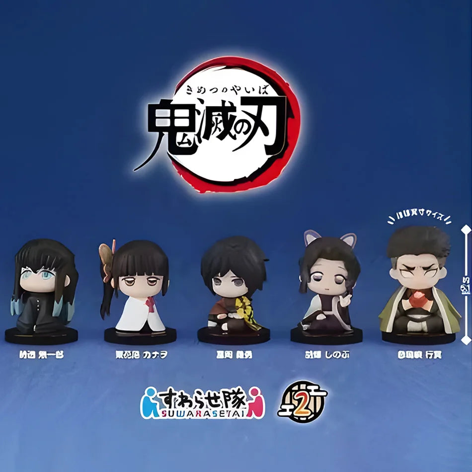 Cute Sitting pose Gashapon Figures Kamado anjirou Agatsuma Tomioka Giyuu Shinobu Kocho Uzui Tengen Collectible Toy