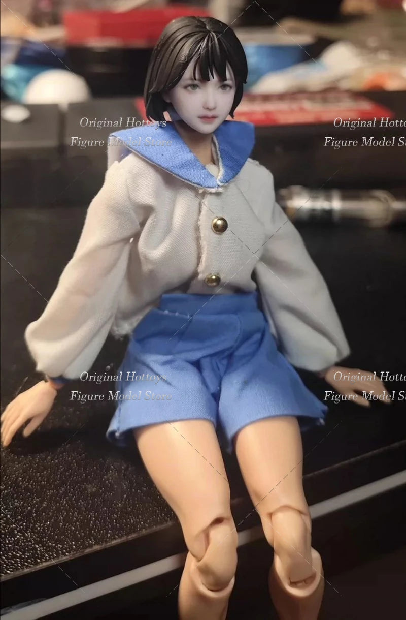 In Stock 1/12 Scale Female Soldier Head Sculpture Tang Li Short Hair Beauty Head Carving Fit 6-inches Action Figure Doll