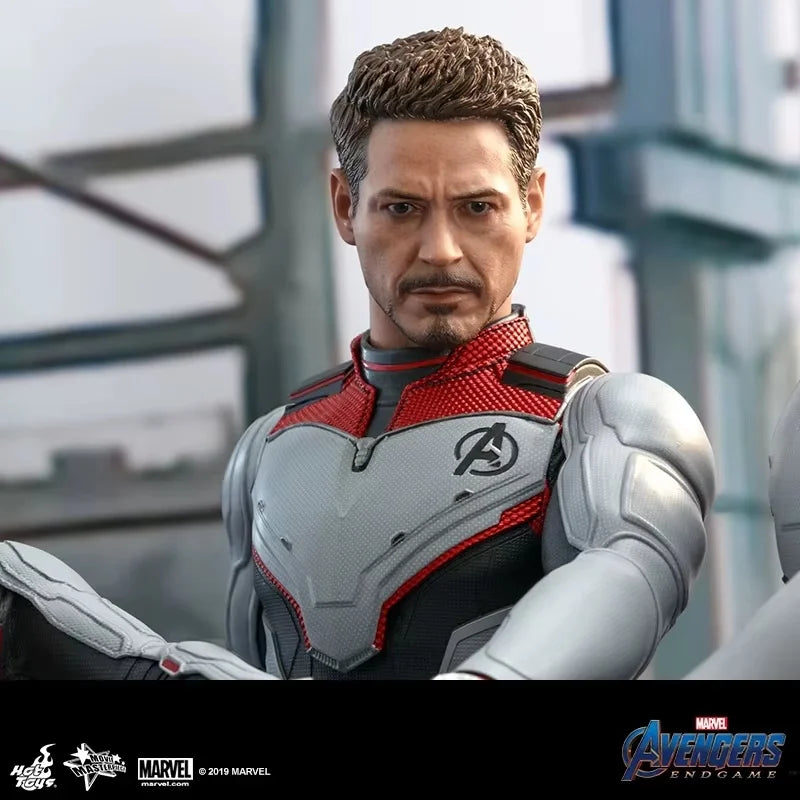 HotToys 1/6 Scale Marvel Avengers Endgame Tony Stark Articulated Action Figure with Team Suit And Quantum Realm Helmet
