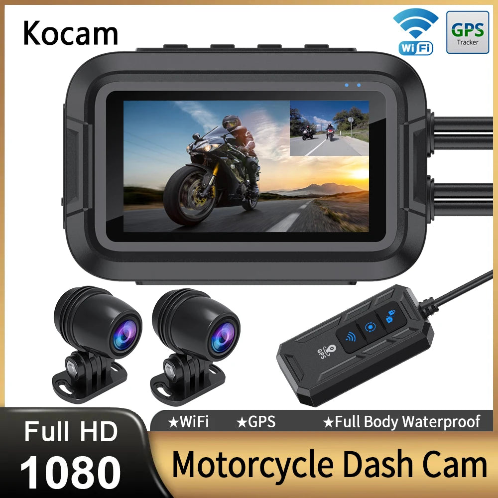Dual 1080P Motorrad DVR Ganzkörper wasserdichte Moto Kamera WiFi GPS Dash Cam Vorne Hinten Fahren Video Recorder Black Box