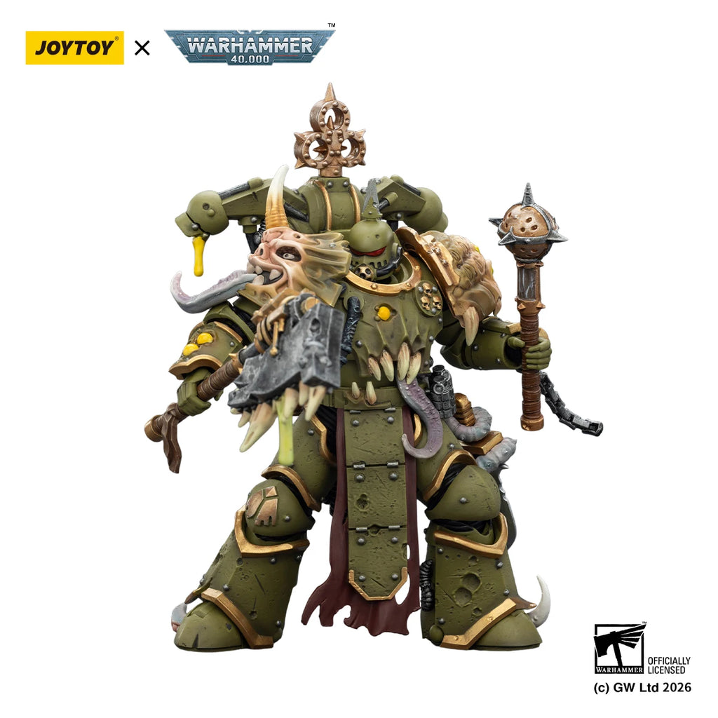 【In stock】JOYTOY Warhammer 40K Death Guard Plague Marine with Bubotic Axe and Plague Knife 1/18 Action Figure Model Toy