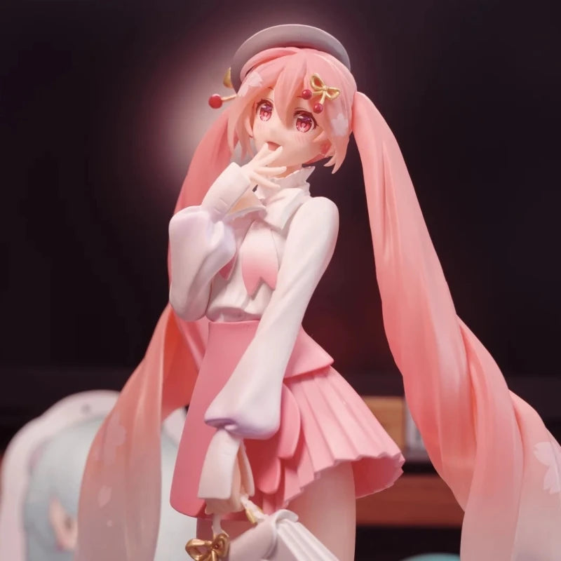 Genuine Gsc Hatsune Miku Smile Value 2025 Pop Up Parade Sakura Miku Anime Figure Collect Model Desktop Decoration Birthday Gift