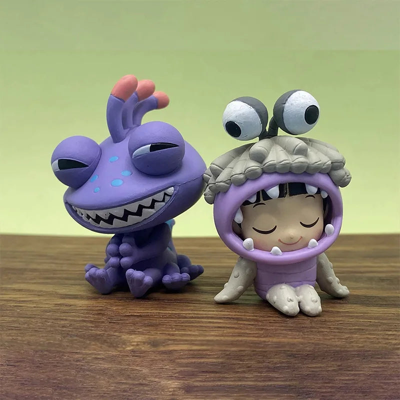 4pcs University Monsters Inc Anime Figures James P. Sullivan Boo Mike Wazowski Action Figure Q Version Model Desktop Decoration