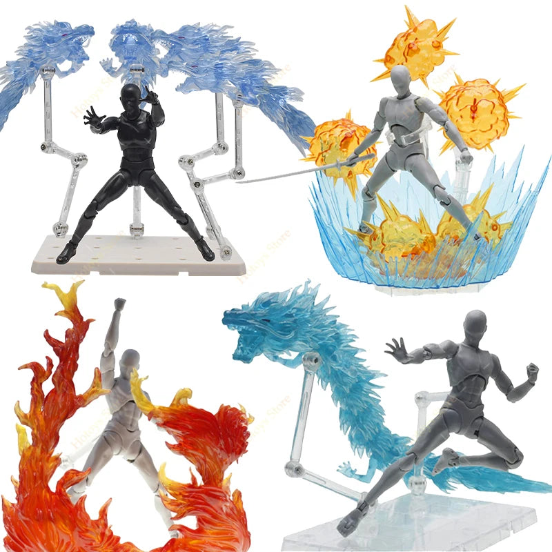 Shenron Action Figure Special Impact Effect Lightning Flame Explosion DIY Assembly Display Bracket Model Decoration Toy Gifts