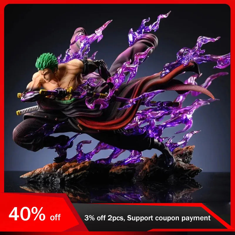 21 cm/8,27 Zoll One Piece Zoro Figur 2 Köpfe Roronoa Zoro Actionfigur PVC Anime Modell Figur Kinderspielzeug Geschenke Jungen Sammlerstück