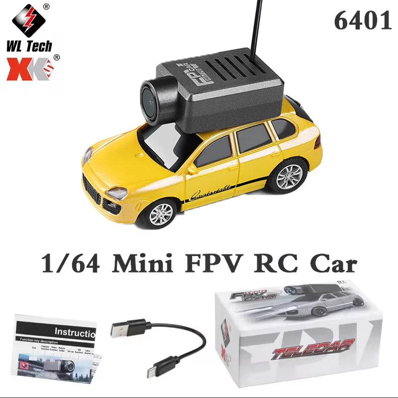 WLtoys 6401 Mini RC-Autos 1:64 mit 720P FPV-Kamera, WLAN-App-Steuerung, 2,4G-Fernbedienung, Kamera, Autos, Spielzeug für Kinder und Erwachsene