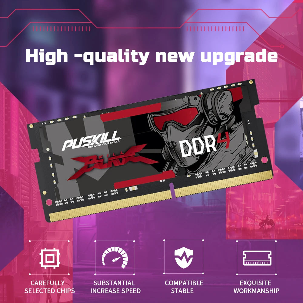 PUSKILL Killblade Memoria DDR4 Notebook 32gb 16gb 8gb 1.2V 3200MHz 2666MHz 2400MHz 260-PIN SODIMM RAM Laptop Memory