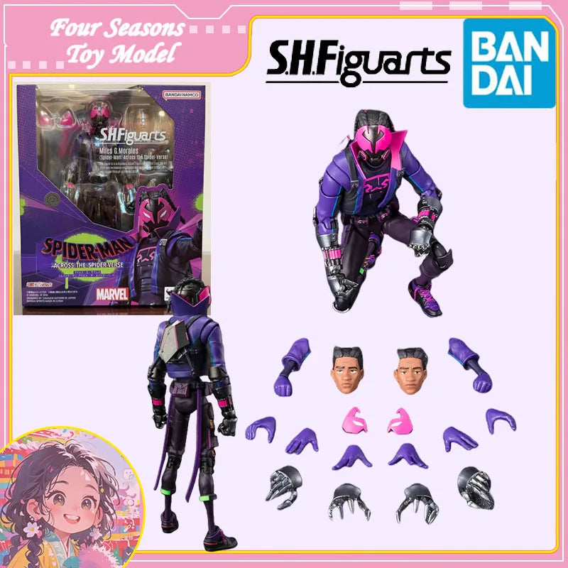 Fast Shipping Bandai Anime SHF Miles G Morales Spider-Man Across the Spider-Verse Original Model Toys Action Figure Children Kid