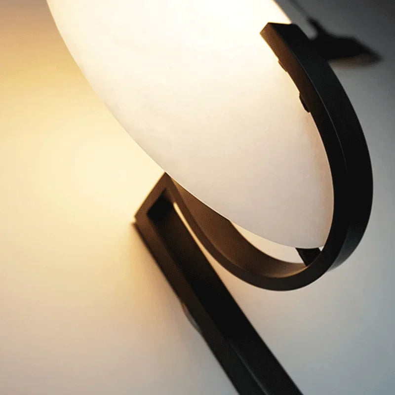 Nordic Luxury Copper Marble Wall lamp Sconce Postmodern Natural Stone wall light Bedroom Living Room led Decoration lighting