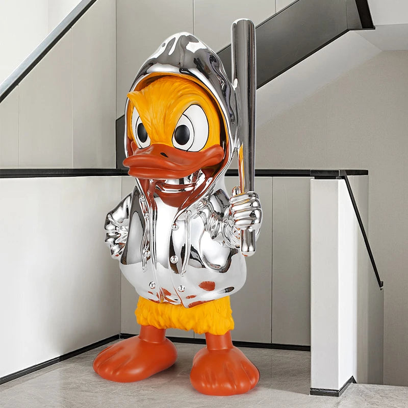 Disney New Donald Duck Statue Electroplate Punk Cartoon Donald Duck Resin Model Sculpture Desktop Ornaments Home Decor Gifts