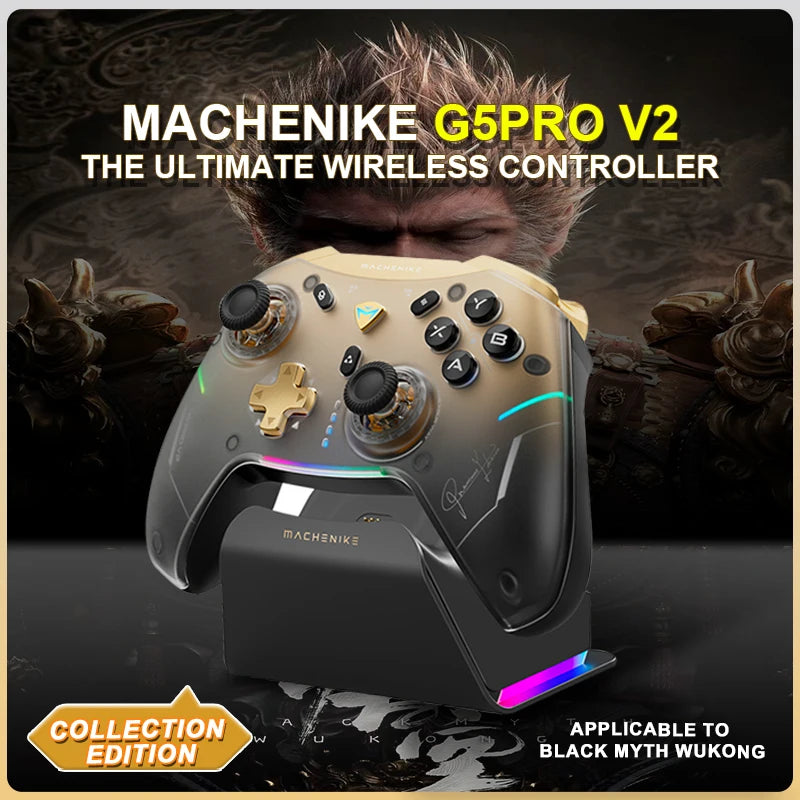 Machenike Gamepads G5 Pro V2 Controller Three-Mode Game Collection Edition Hot Swap Hall Rocker Bluetooth Trigger Vibration Gift
