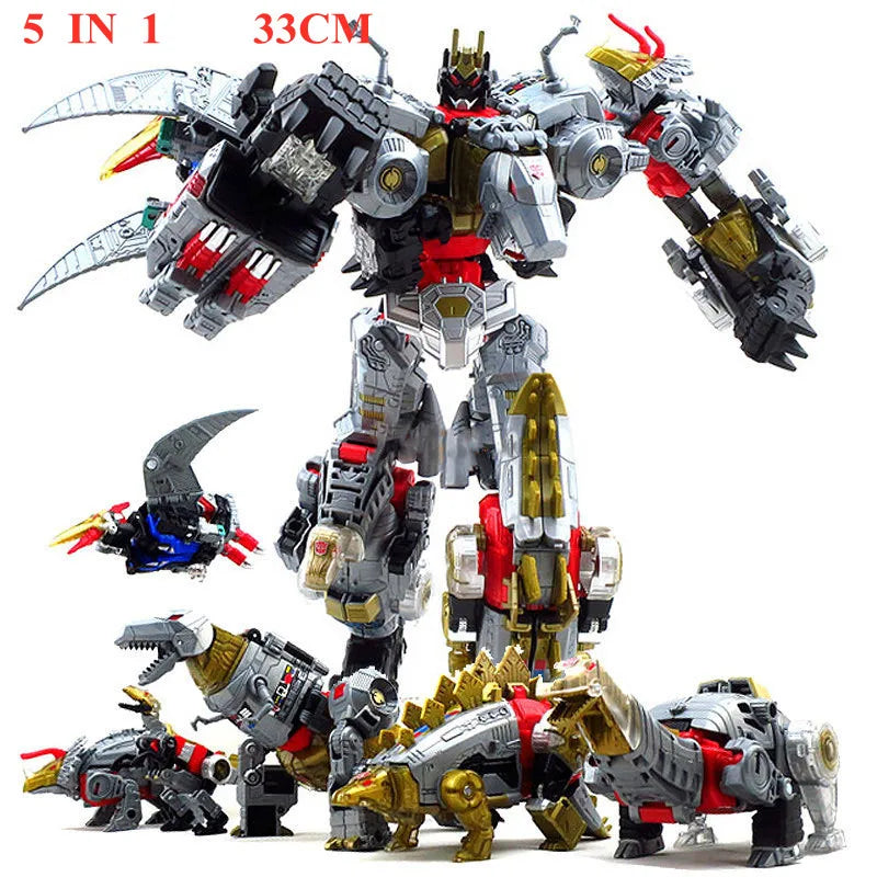 New 5 IN 1 BPF G1 Cool 33CM Devastator Transformation Toys Anime Action Figure Robot Dinosaur Model Boy Kids Gift
