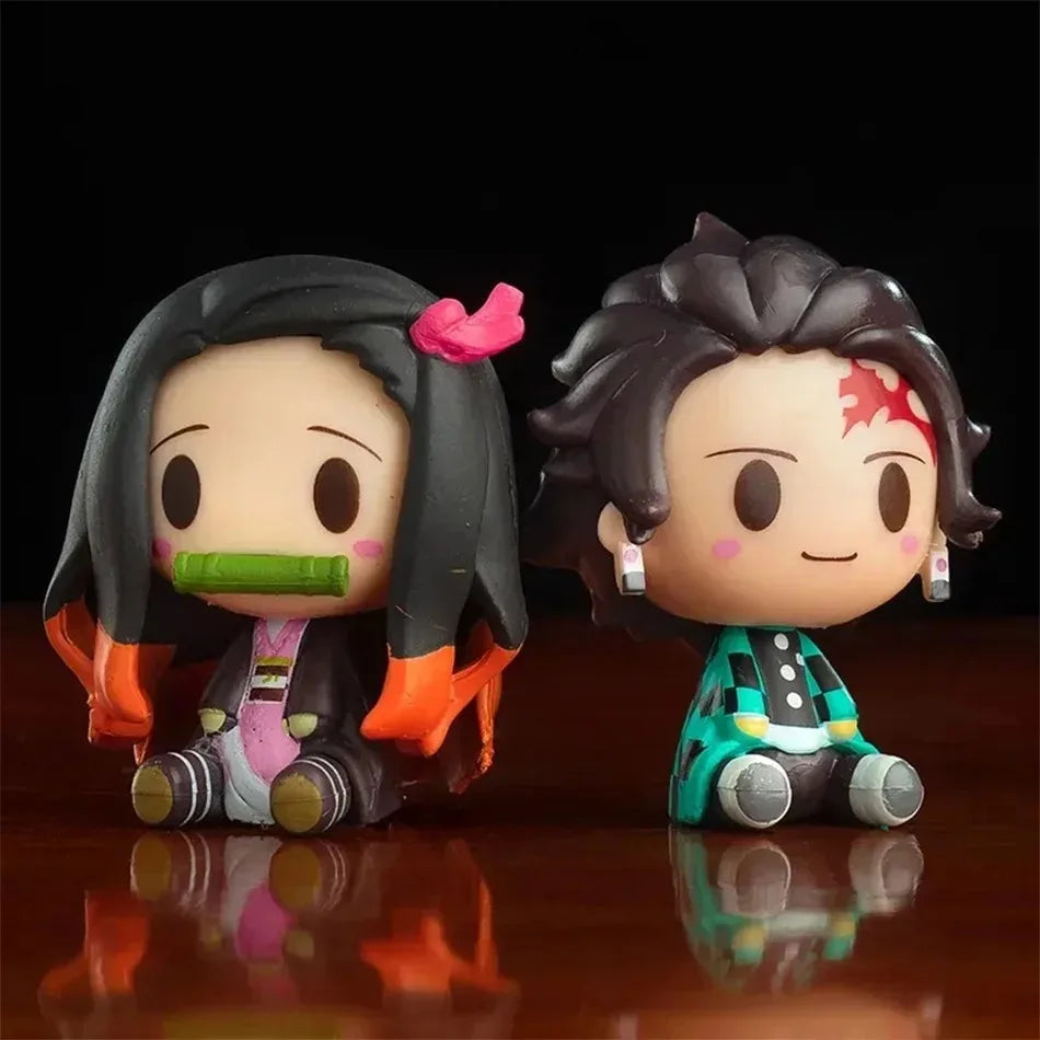 4PCS/Set Anime Demon Slayer Figure Nezuko Tanjirou Zenitsu Mini Figurine Action Figure PVC Model Doll Collection Toy Gift Kids