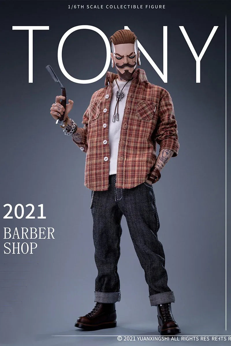 Original  Jc-001 1/6 Men Soldier Tony Vintage Oil Head Barber Tattoo Body Full Set 12" Action Figure Model Best Collection Gift