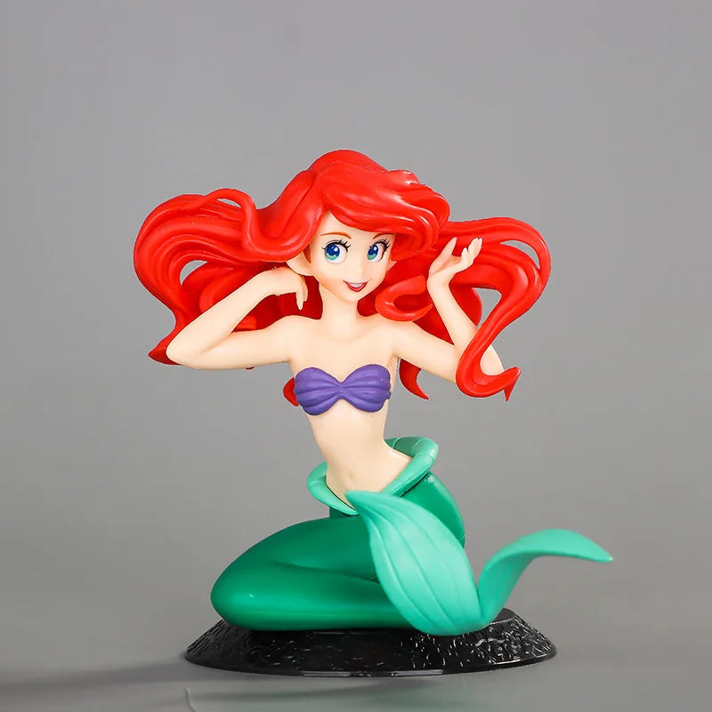 10cm Anime Disney Princess The Little Mermaid Ariel  PVC Action Figures Model Car Cake Decorations Dolls Toys