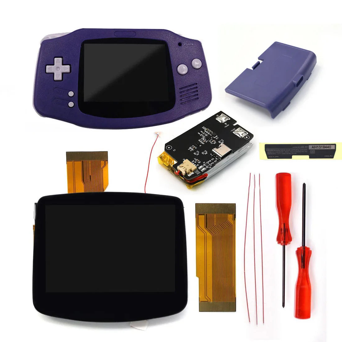 GBA V5 Laminated IPS LCD Backlight KIT Built-In Rechargeable 1800mAh Lithium Battery Type-c Port For Gameboy Adavance GBA Shell