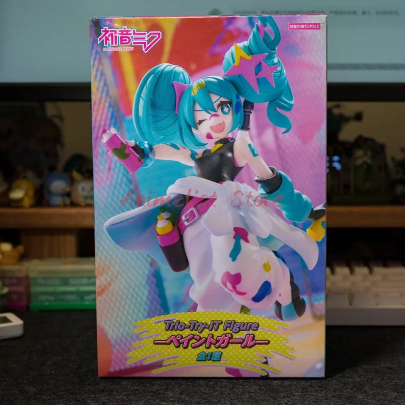 In Stock Original Furyu Hatsune Miku Trio-Try-It Figure Paint Girl Anime Figurine 19cm Genuine Model Collections Christmas Gift