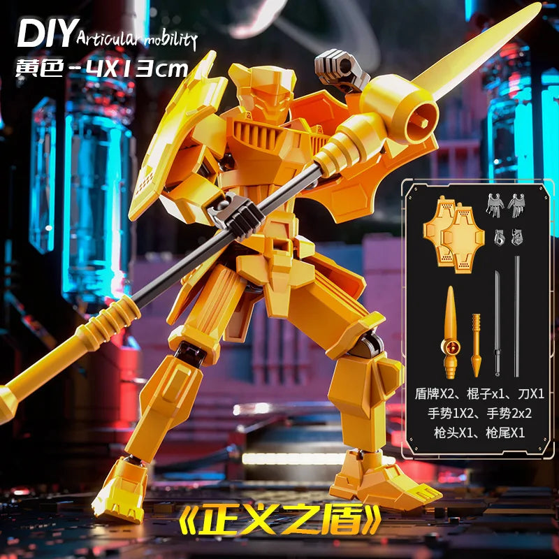 Lucky 13 Multi Joint Action Figure Knight Justice Shield Mecha Toy Model Robot Doll Gift for Boys