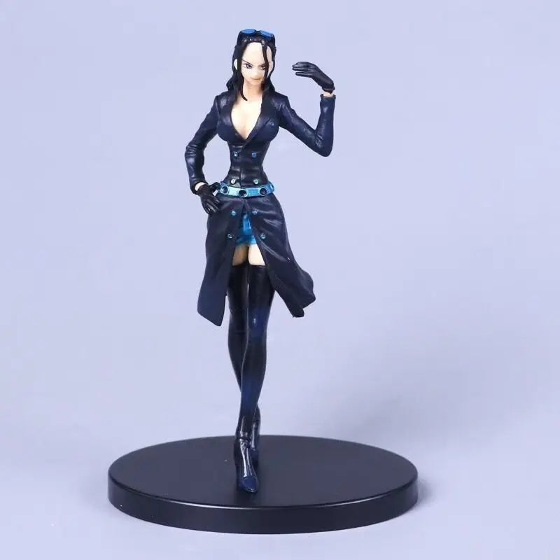 Anime-Figur One Piece Spielzeug 14 cm Robin mit schwarzem Mantel Modellpuppen PVC Action-Szene Figur Dekoration Geburtstagsgeschenk