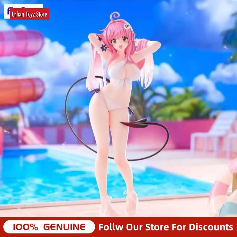 FuRyu To Love-Ru Lala Deviluke Bikini Figure, Authentic 21cm PVC Collectible Model, White Swimsuit Anime Statue Gift For Fans