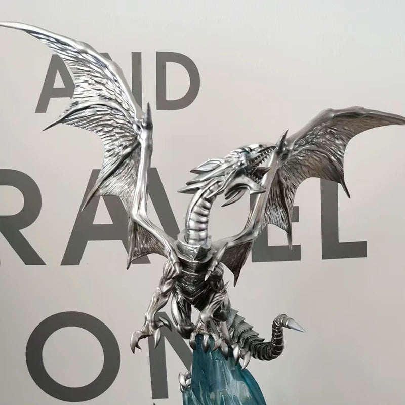 Generic Yu Gi Oh Series Blue Eyes White Dragon Light Up Figure With Ice Base Anime Collectible Desktop Decoration For Game Fans