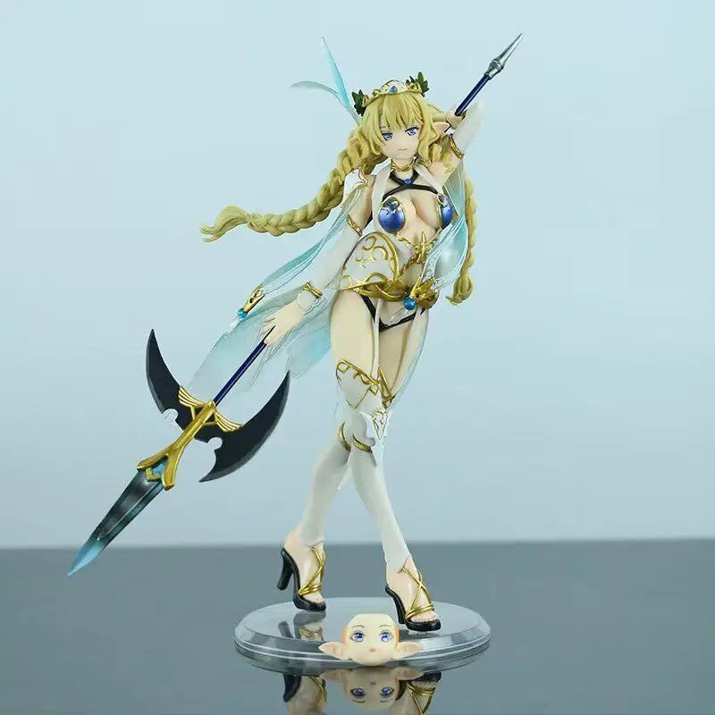 Anime Figure Lincia Elf Village Third Villager Long Halberd Beautiful Girl Two Dimensional Collectible Desktop Ornament