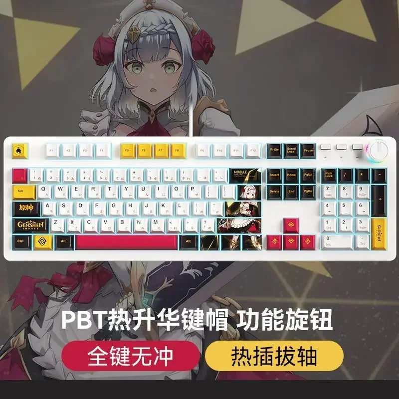 Hatsune Miku animation full key hot plug theme customized mechanical keyboard ice blue light PBT hot sublimation key cap 104 key