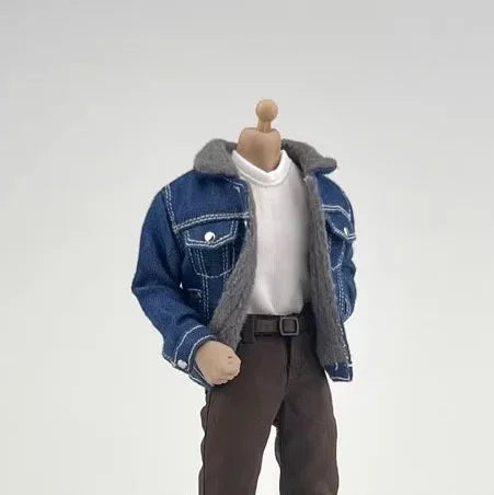 CCN1208 1/12 Scale Male Lamb Down Denim Jacket T-shirt Casual Pants Model Fit 6'' Notaman GWtoys Soldier Action Figure Body