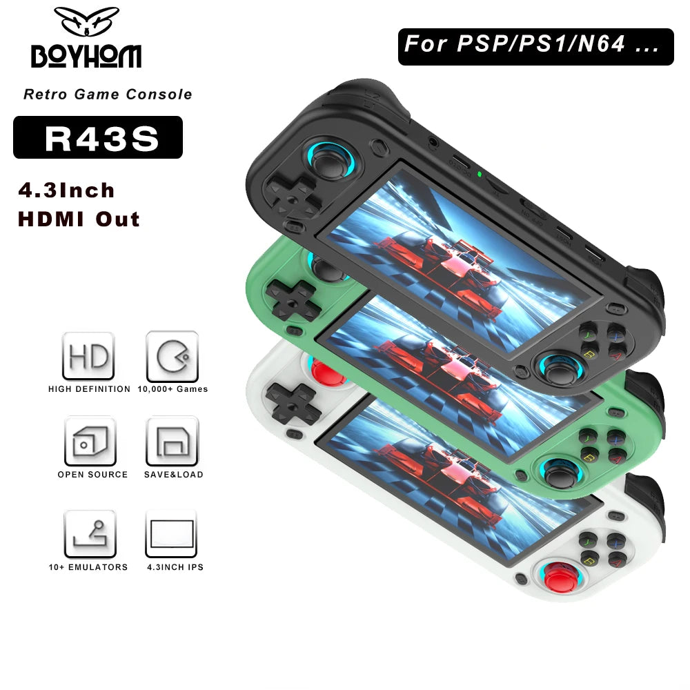 2025 NEW R43S Retro Handheld Video Game Console Linux System 4.3 Inch Screen 1920*1080 Portable Pocket Video Player HDMI Out