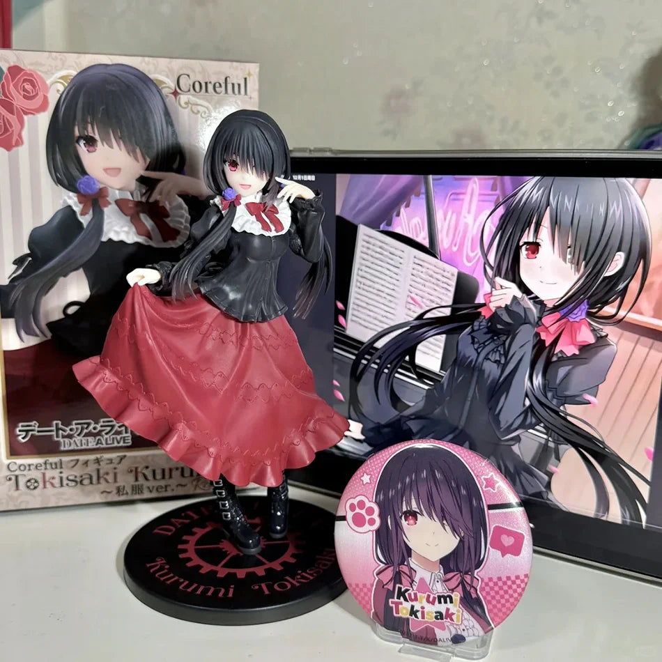 Neue DATE A LIVE Tokisaki Kurumi Anime-Figur, süßes Mädchen-Modellspielzeug aus PVC, schwarzes Kleid, zum Anziehen, stehendes Modellauto-Modell, Ornamente, Spielzeug