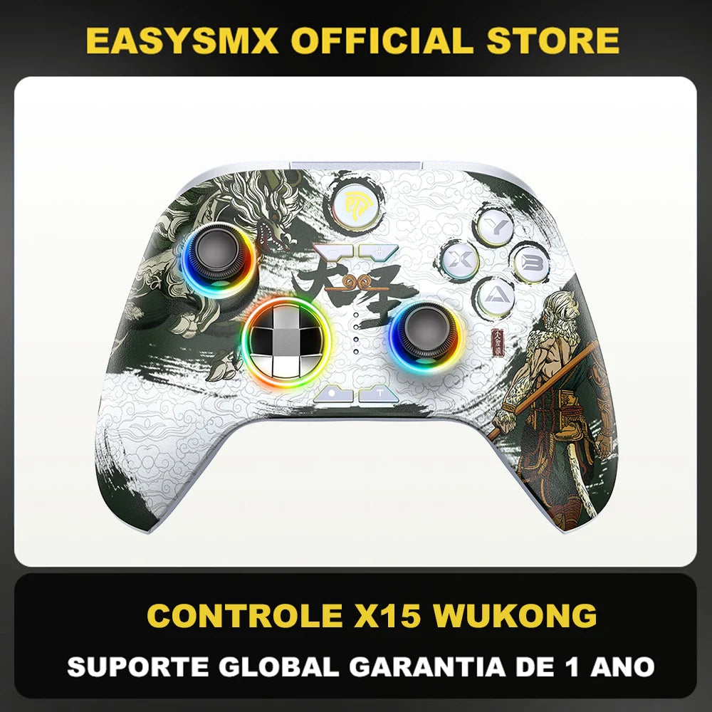 EasySMX X15 Kabelloses Gamepad, Bluetooth-Gaming-Controller, kompatibel mit PC/NS/TV/Telefon/Steam, RGB-Hall-Effekt, Black Myth Wukong