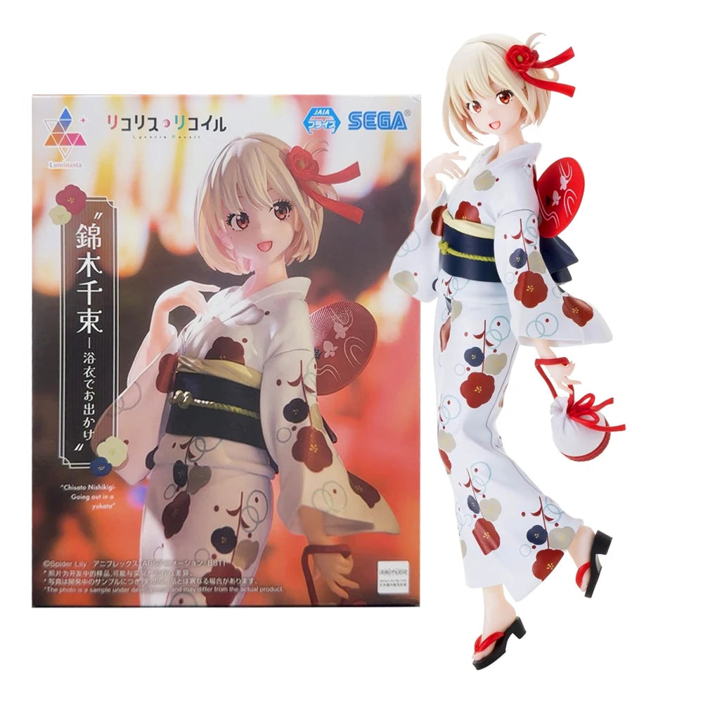 19CM Anime Lycoris Recoil Nishikigi Chisato Figure Luminasta Yukata de Odekake Cheongsam Dress Up Model Toy Doll Action Figure