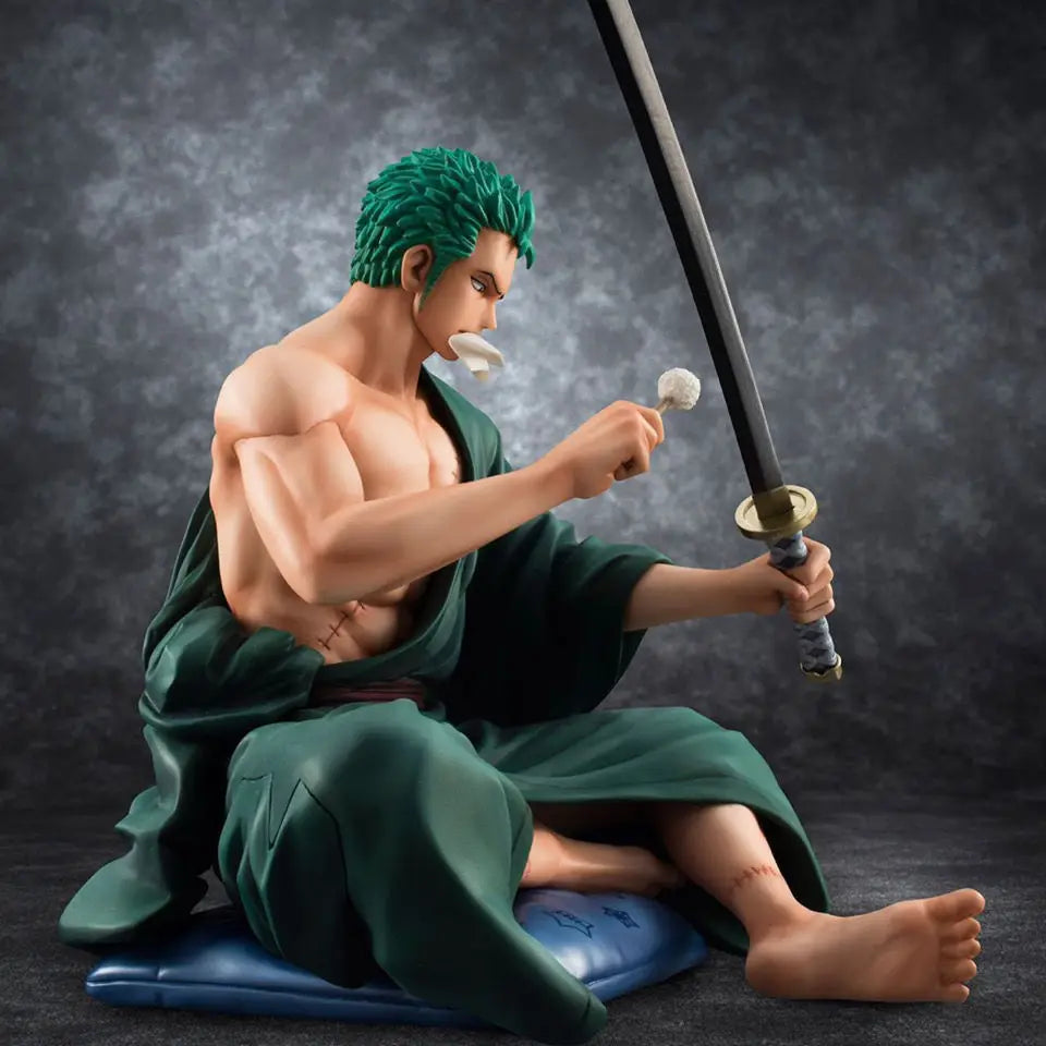 Anime One Piece Roronoa Zoro Figur New World Knife Sitzende Actionfigur PVC Modell Dekoration Statuen Puppe Spielzeug Geschenk