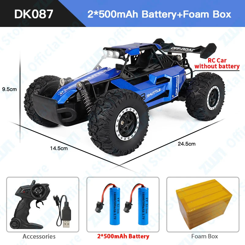 ZWN 1:16 2.4Gh Model RC Car With LED Lights 2WD Off-road Remote Control Climbing Vehicle Outdoor Cars Toys for Boys Girls Gifts